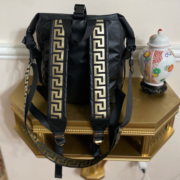 Versace Perfum Convertible Black Medium Backpack Detachable Strap - Picture 3 of 7